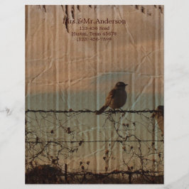 Papel Timbrado Casamento de aves da Fazenda rural no oeste do cel