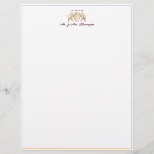 Papel Timbrado Casamento Real Musa Medieval Lion Crest & Floral