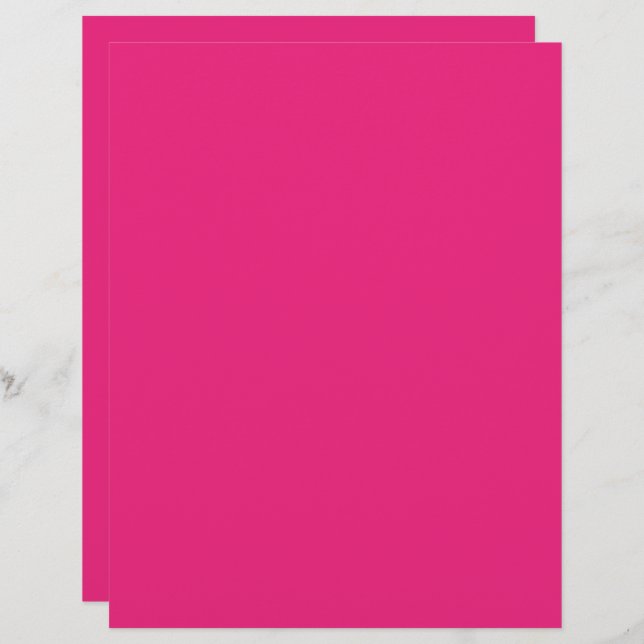 Papel Timbrado Casamento Rosa Quente | Convidar Cor Sólida Negrit (Frente/Verso)