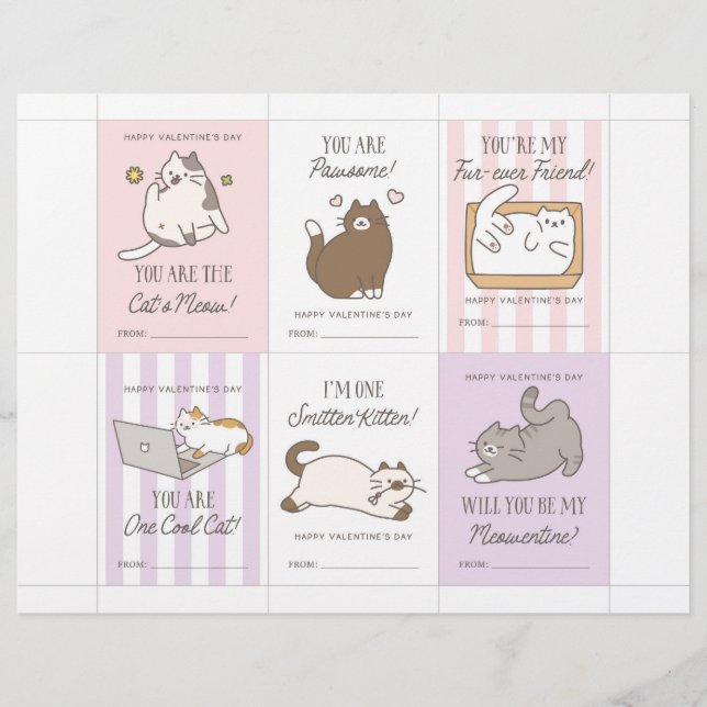 Papel Timbrado Cat Valentine Cards for Kids (Frente)