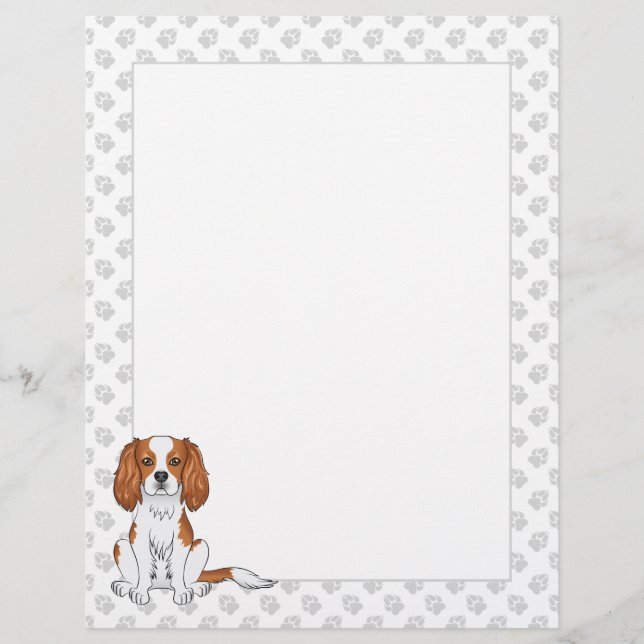 Papel Timbrado Cavalier King Charles Spaniel Blenheim Cão Sentado (Frente)