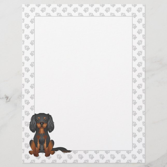 Papel Timbrado Cavalier King Charles Spaniel Preto e Castanho Sen (Frente)