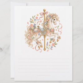 Papel Timbrado Cavalo de Carrossel Elegante Conto de Fadas Francê
