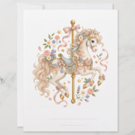 Papel Timbrado Cavalo de Carrossel Elegante Conto de Fadas Francê