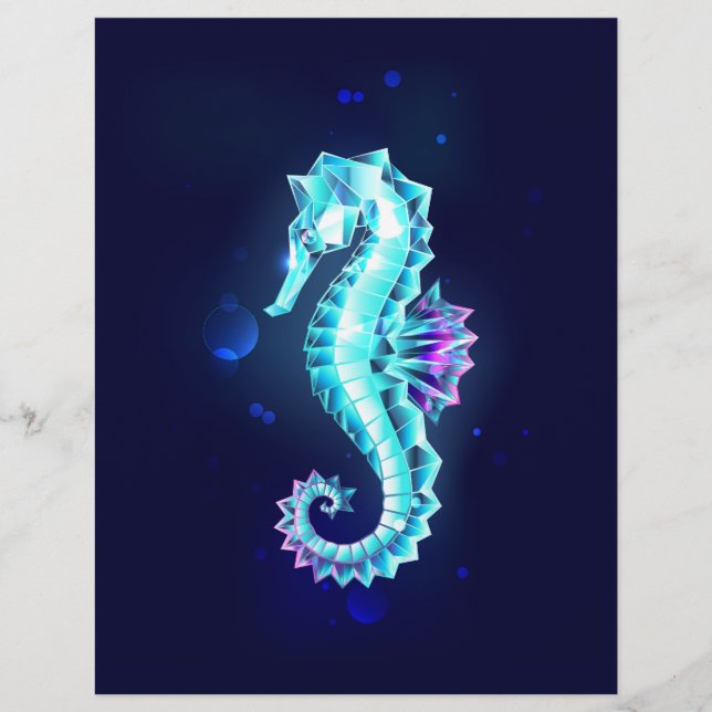 Papel Timbrado Cavalo de Gelo Cristal em Fundo Azul (Frente)