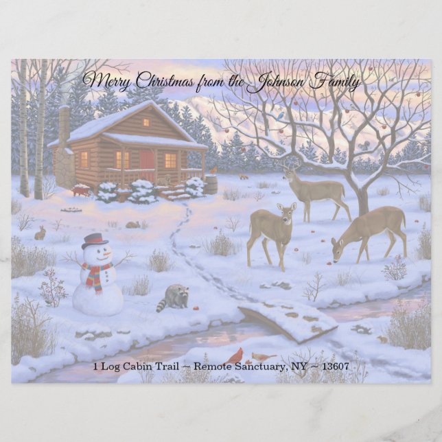 Papel Timbrado Cena De Natal Da Cabina De Inverno (Frente)
