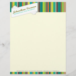 Papel Timbrado Cerceta retro das listras Dapper - cabeçalho feit