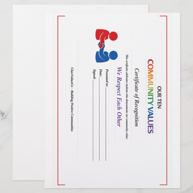 Papel Timbrado Certificado de Valor Respeito Cabeçalho (Frente/Verso)