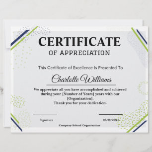 Papel Timbrado Certificado Profissional de Apreciação Azul Dourad