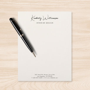 Papel Timbrado Chic Assinatura Roteiro Nome da Empresa Creme