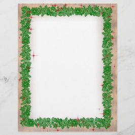 Papel Timbrado Christmas Garland with Faux Wood Stationery