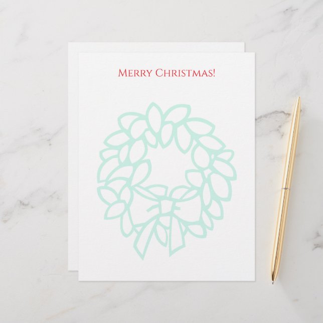 Papel Timbrado Christmas letterhead with elegant wreath watermark (Frente/Verso In Situ)