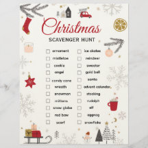 Christmas Scavenger Hunt Checklist Art