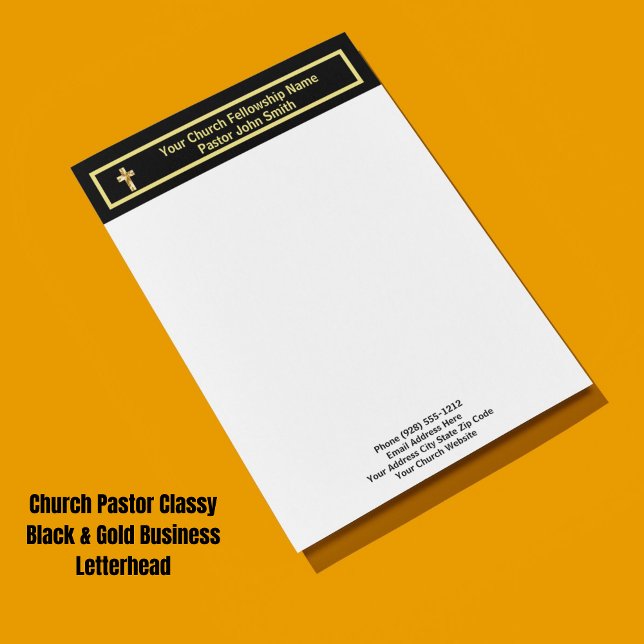 Papel Timbrado Church Pastor Classy Black Business (Criador carregado)