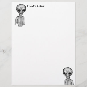 Papel Timbrado Cinza Alienígena, quero acreditar em Letterhead