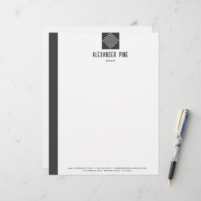 Papel Timbrado Cinza Clássica Bruta de Metal Professional (Frente/Verso In Situ)