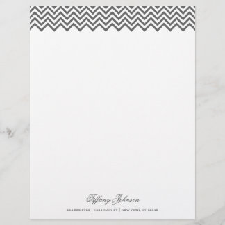 Papel Timbrado Cinza de carvão moderna fronteira Chevron