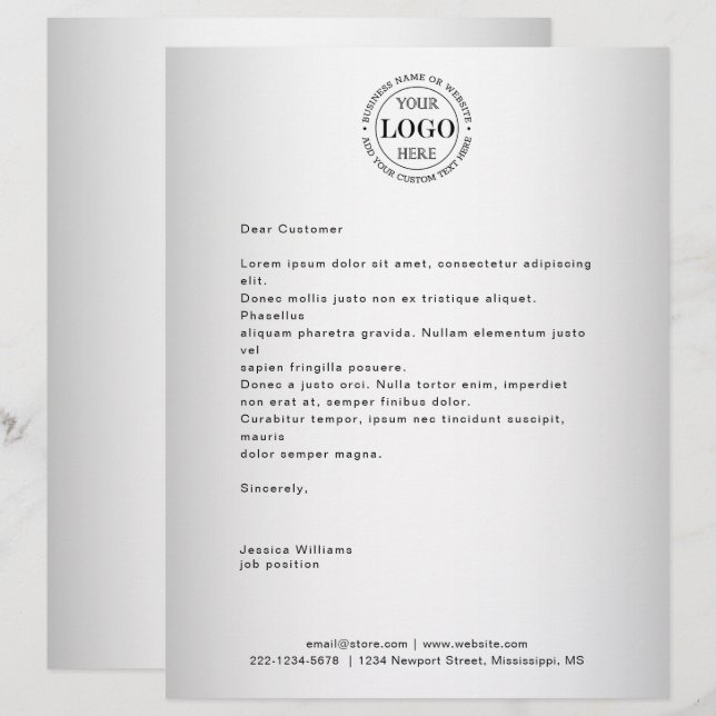 Papel Timbrado Cinza desfocada Logotipo de mídia social comercial (Frente/Verso)