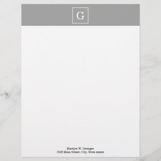 Papel Timbrado Cinza Escura Branco com estrutura inicial Monogram