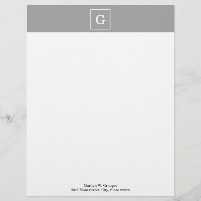 Papel Timbrado Cinza Escura Branco com estrutura inicial Monogram (Frente)