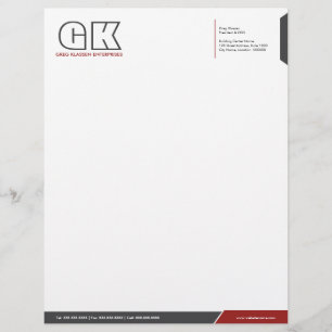 Papel Timbrado Cinza Escuro Profissional e Modelo Letterhead Verm