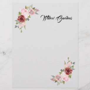 Papel Timbrado Cinza Floral Business Letterhead