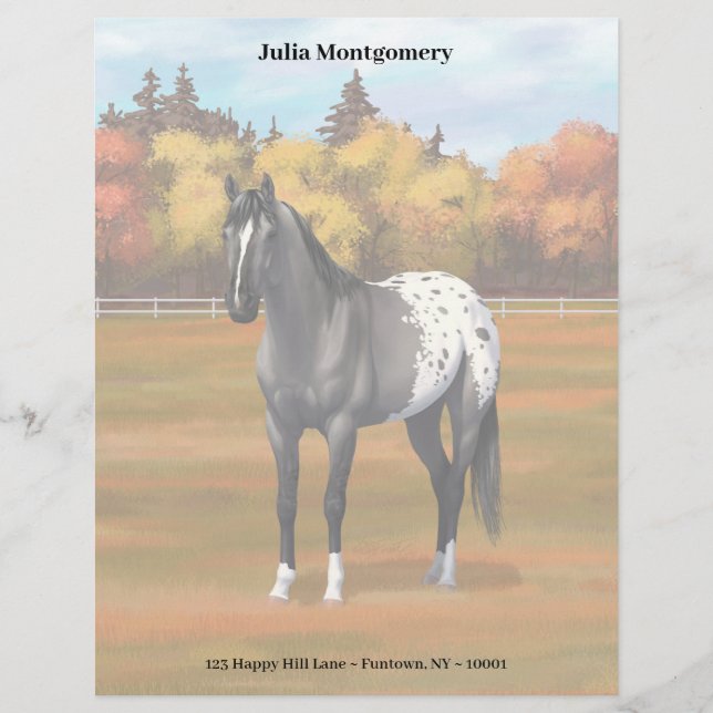 Papel Timbrado Cinza Grulla Appaloosa Quarter Horse Stallion (Frente)