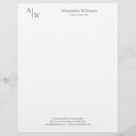 Papel Timbrado Cinza Mínima de Monograma Profissional Moderno 2