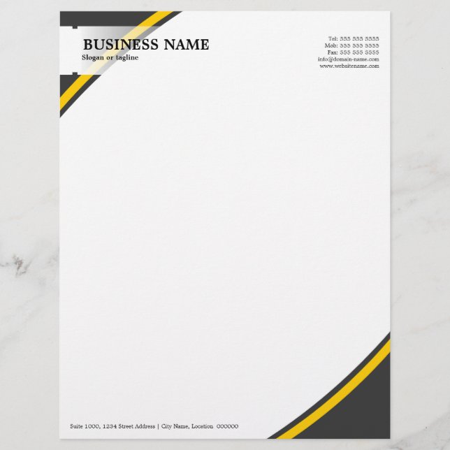 Papel Timbrado Cinza profissional amarelo (Frente)