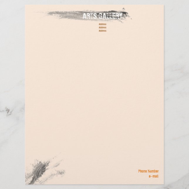 Papel Timbrado Cinzas Amiáveis Brushstrokes Arte Desenhada Mão (Frente)