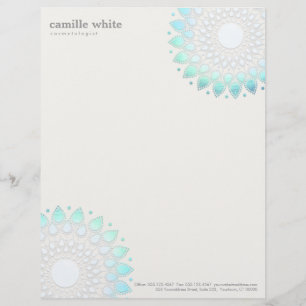 Papel Timbrado Círculo Elegante de Cosmetologia Azul Claro Esbran