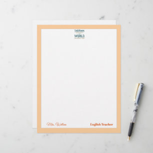 Papel Timbrado Citação elegante do nome do professor quadro branc