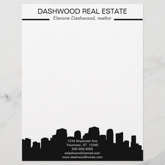 Papel Timbrado City Skyline Silhouette Real Estate (Frente)