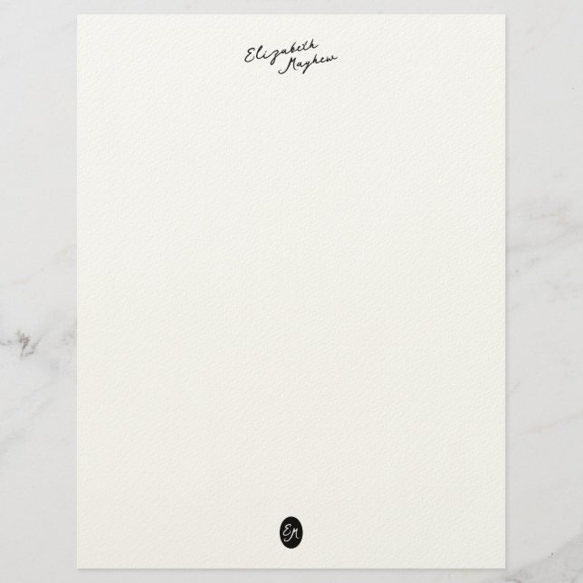 Papel Timbrado Classic Handwritten Name Monogram Letterhead (Frente)