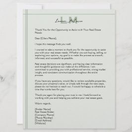 Papel Timbrado Classic Sage Realtor Client Correspondence Letter