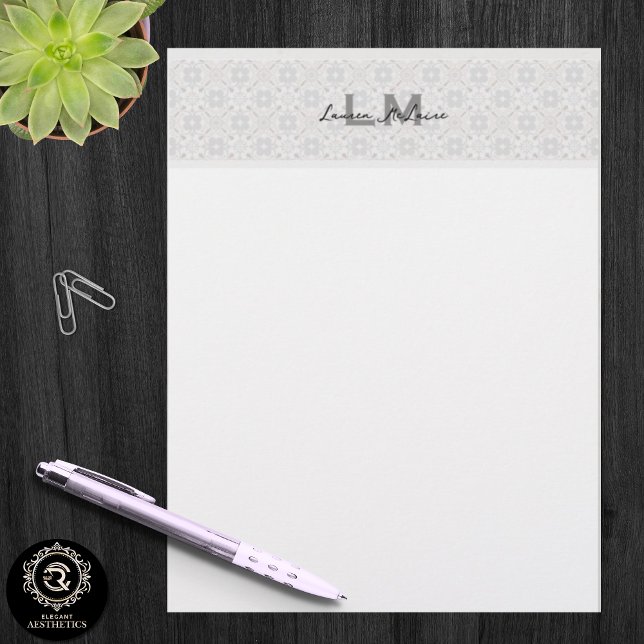 Papel Timbrado Classic Spanish Tile Monogram Branding (Classic Spanish Tile Monogram Branding Letterhead)