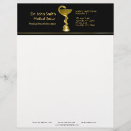 Papel Timbrado Clássica Cobra Bowl Higieia Médica Dourada Caduceu