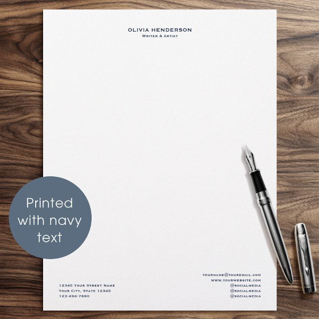 Papel Timbrado Clássico & Elegante Profissional Azul Marinho de N (Criador carregado)