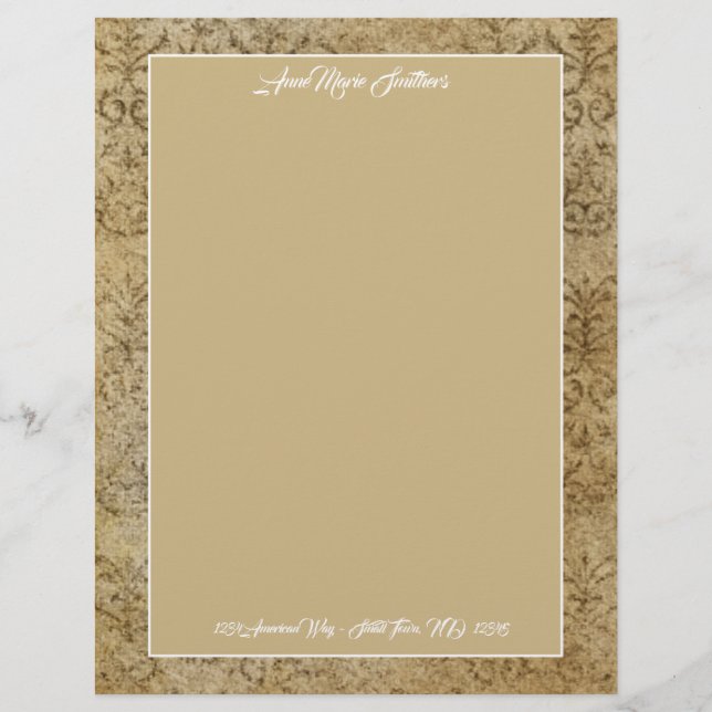 Papel Timbrado Clássico Moderno Tan Granite Letterhead (Frente)