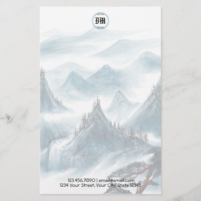 Papel Timbrado Clássico Montanha Azul com Vista Br (Frente)