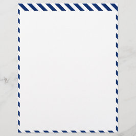 Papel Timbrado Clássico Padrão de Listras Brancas e Azuis Elegant