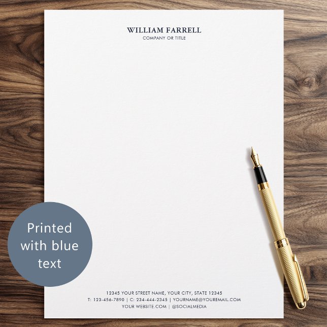 Papel Timbrado Clássico Profissional Tradicional Azul Meia-Noite (Criador carregado)