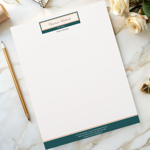 Papel Timbrado Classy Teal Ivory Business