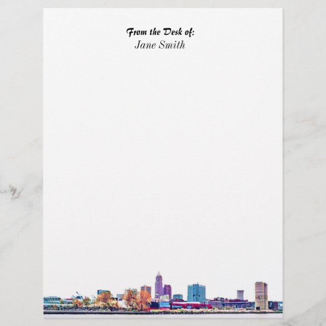 Papel Timbrado Cleveland Skyline Personalizado - Letterhead (Frente)
