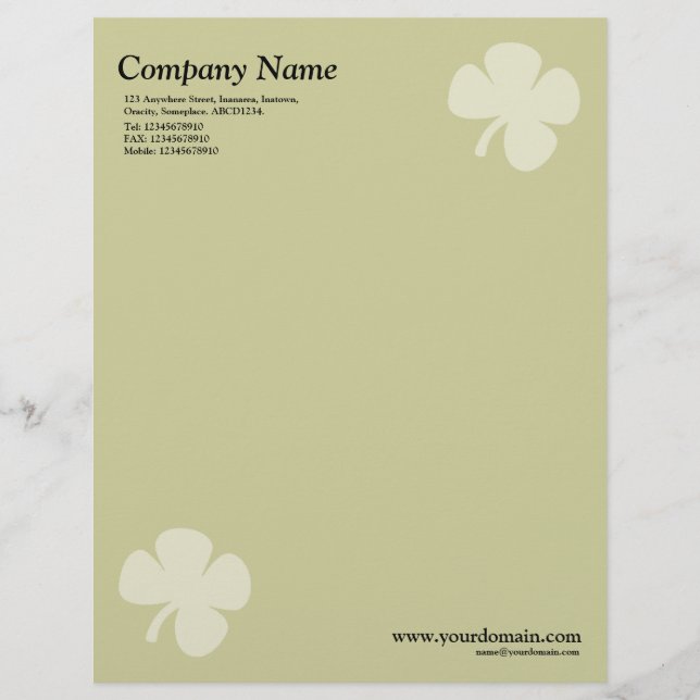 Papel Timbrado Clover - Khaki Claro (Frente)