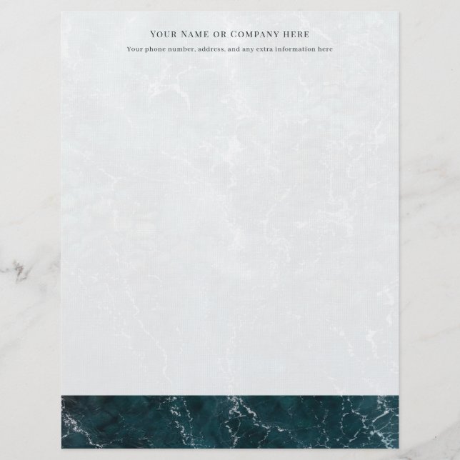 Papel Timbrado Coastal Teal Ocean Shore Personalized  (Frente)