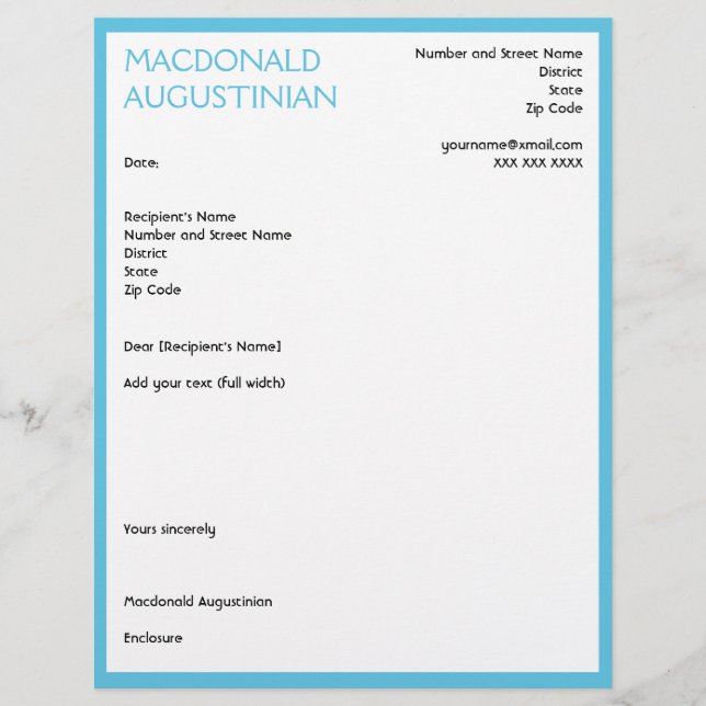 Papel Timbrado Cobrir REUME moderno - LETRA personalizável do CYA (Frente)