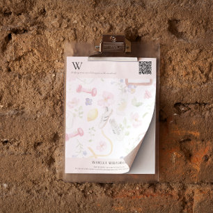 Papel Timbrado Código QR e Marca de Bem-Estar Floral
