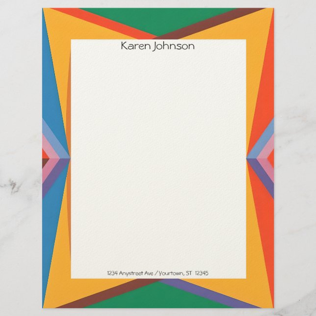Papel Timbrado Colorful Geometric Border Stationery Paper (Frente)