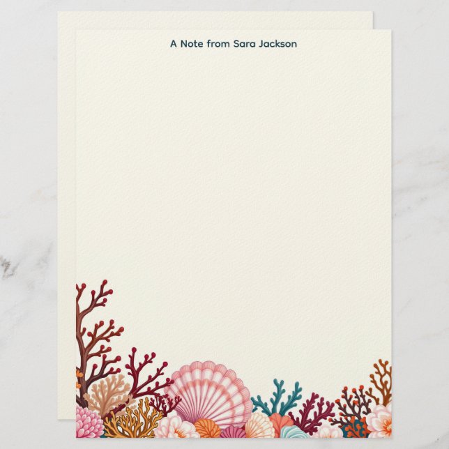 Papel Timbrado Colorful Shell Border Stationery Paper (Frente/Verso)